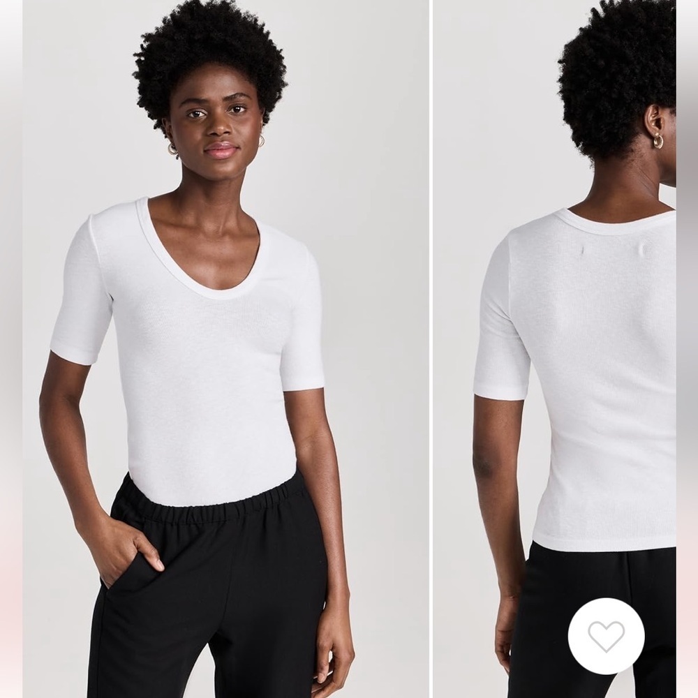 Enza Costa Textured Fit Half Sleeve Scoop Tee
